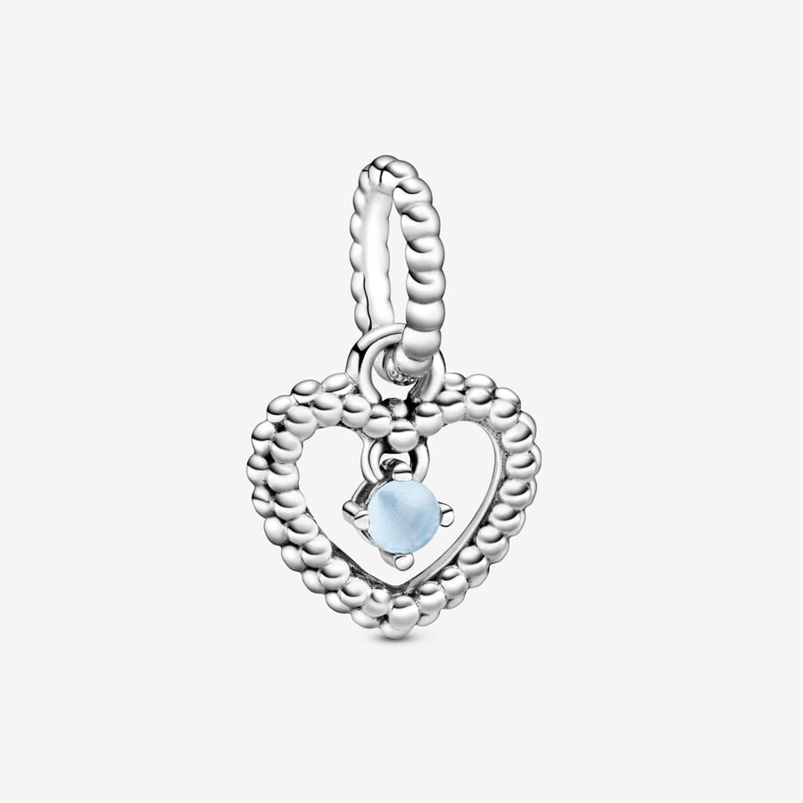 December Sky Blue Heart Hanging Charm with Man-Made Sky Blue Crystal image number 0