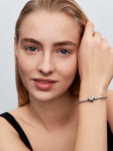 Pandora Moments Heart Clasp Snake Chain Bracelet