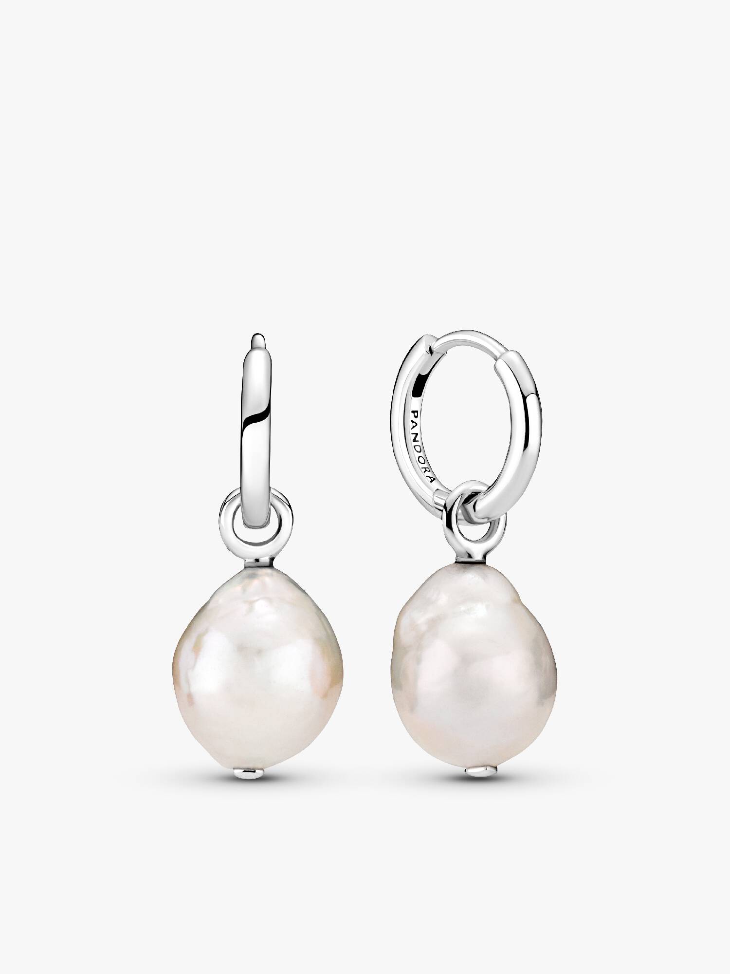 Treated Freshwater Cultured Baroque Pearl Hoop Earrings