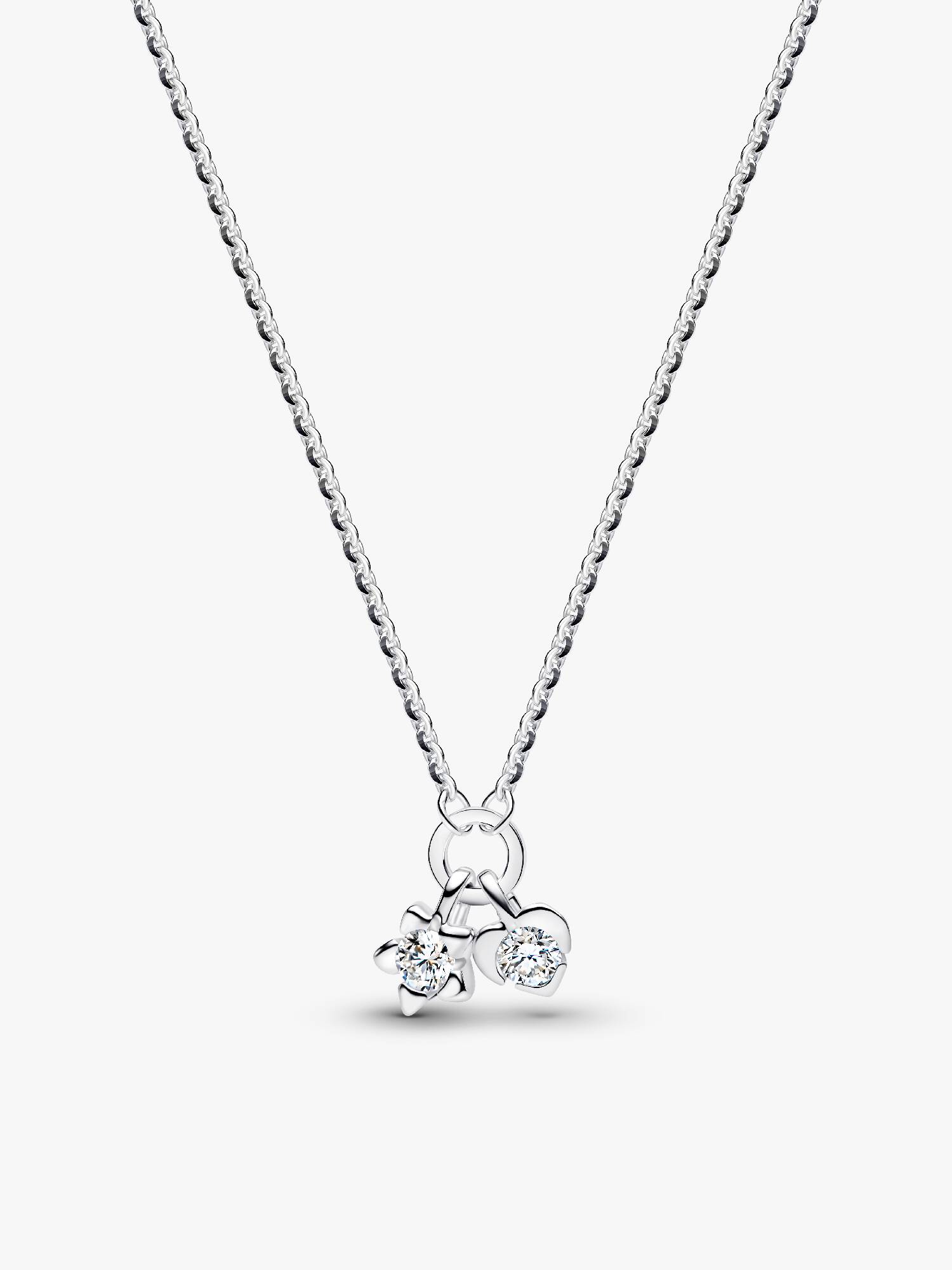 Sterling Silver Lab-Grown Diamond Heart & Star Dangle Pendant Necklace