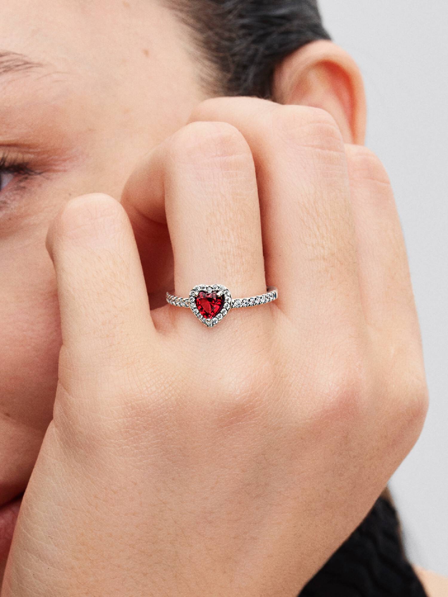 July Crystal Birthstone Elevated Red Heart Ring