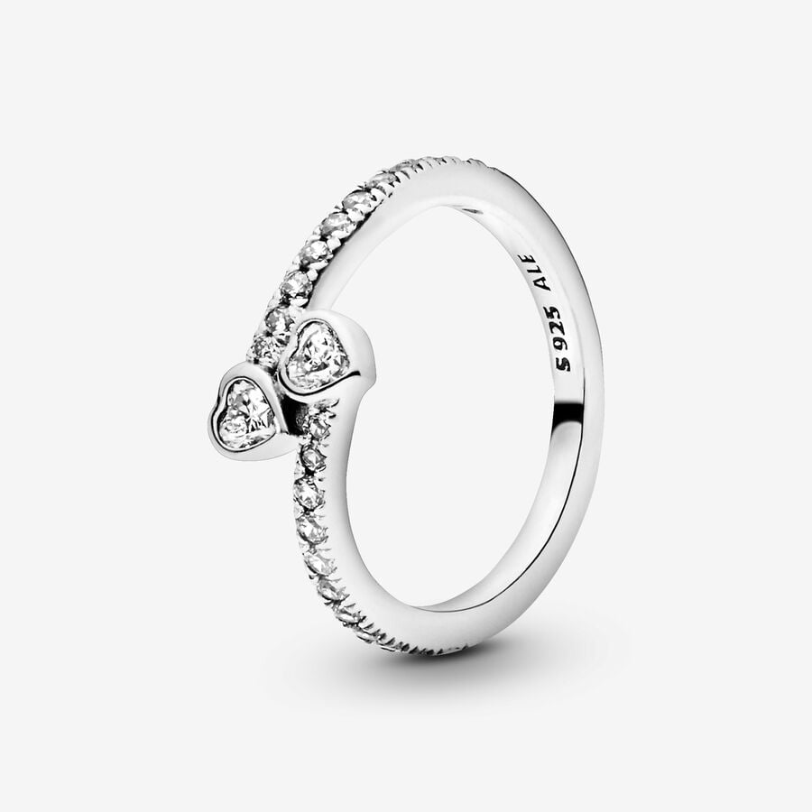 Two Sparkling Hearts Ring image number 0