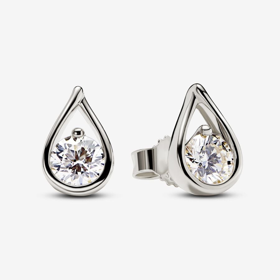 Pandora Infinite 14K White Gold Lab-grown Diamond Earrings image number 0