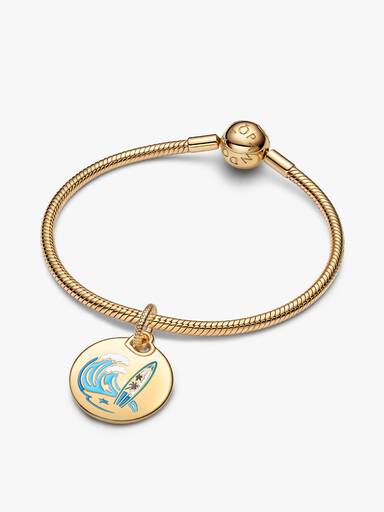 Engravable Surfing Round Tag Dangle Charm