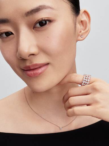 Heart 14k rose gold-plated collier with clear cubic zirconia