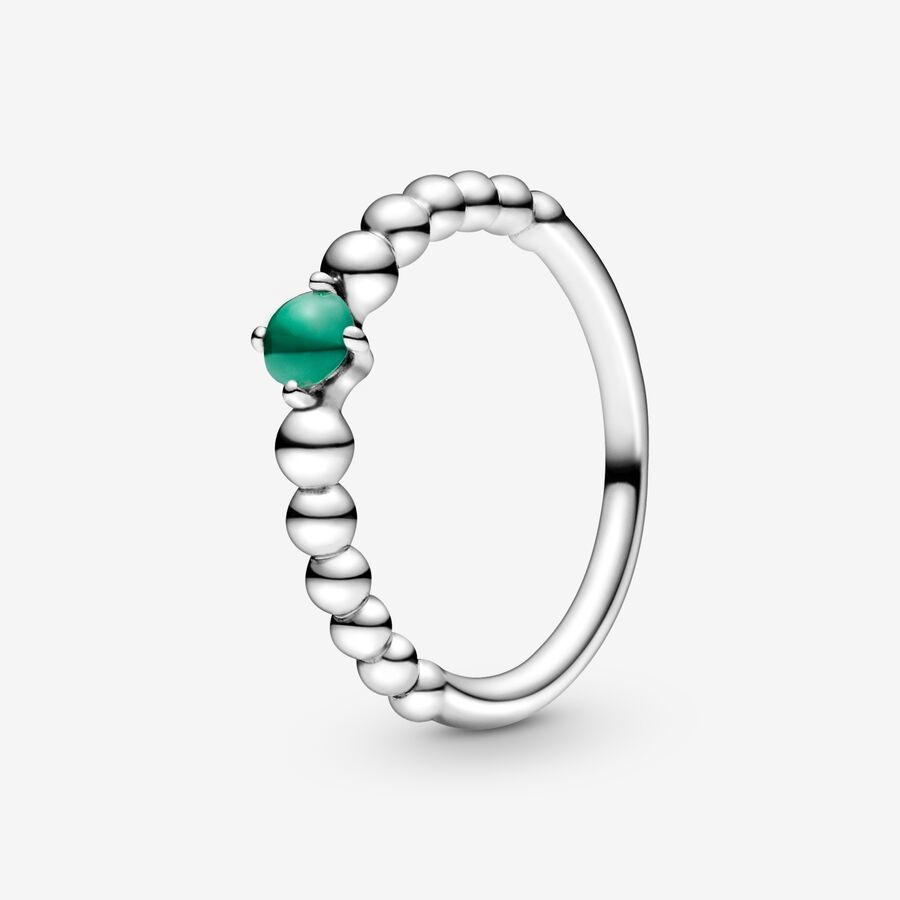 May Dark Green Ring with Man-Made Dark Green Crystal image number 0