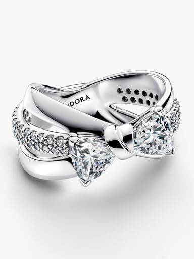 Sparkling Bow Crossover Ring