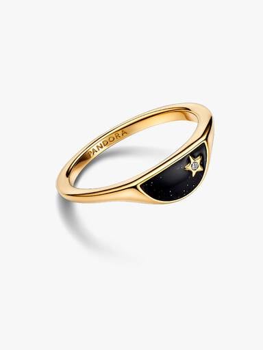 Halved Enamel Signet Ring