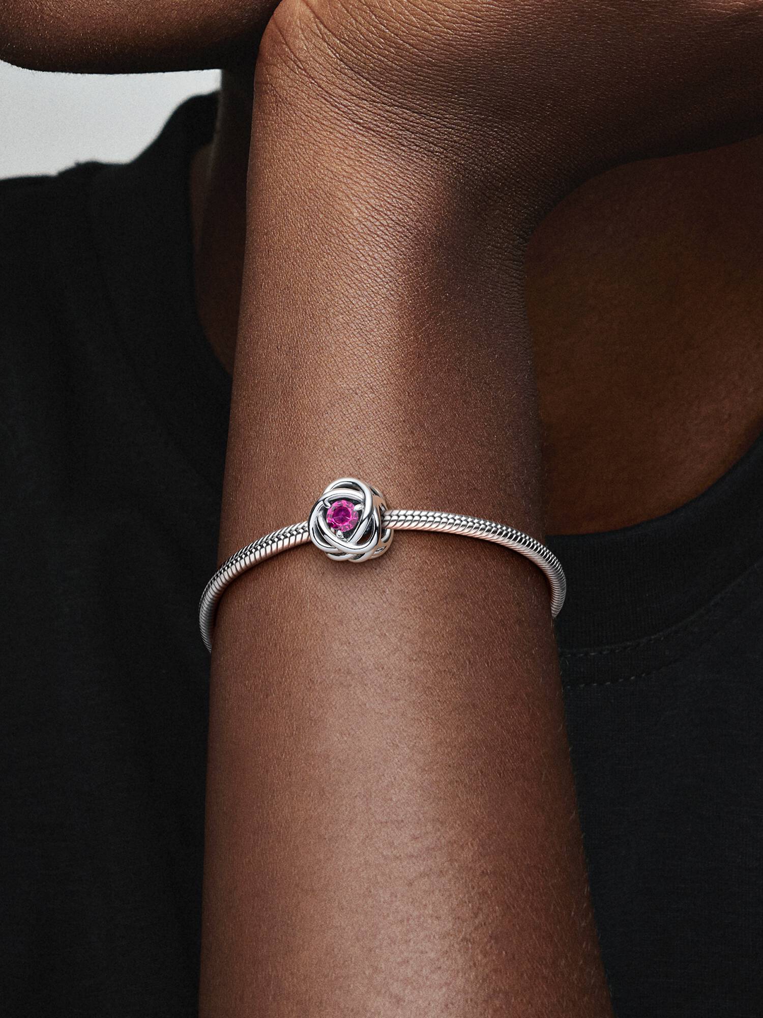 October Crystal Birthstone Eternity Circle Charm