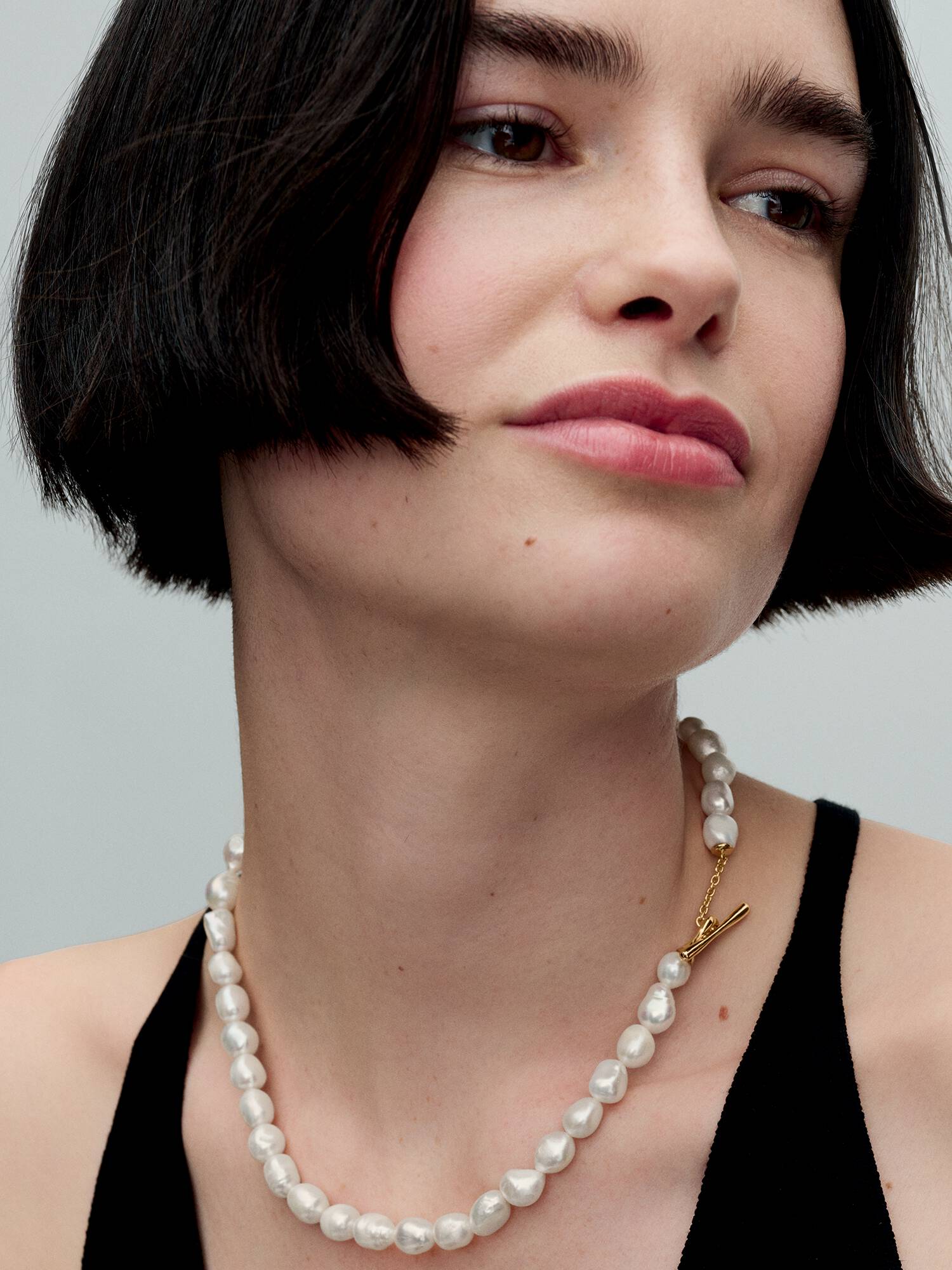 Baroque Treated Freshwater Cultured Pearls T-bar Collier Necklace