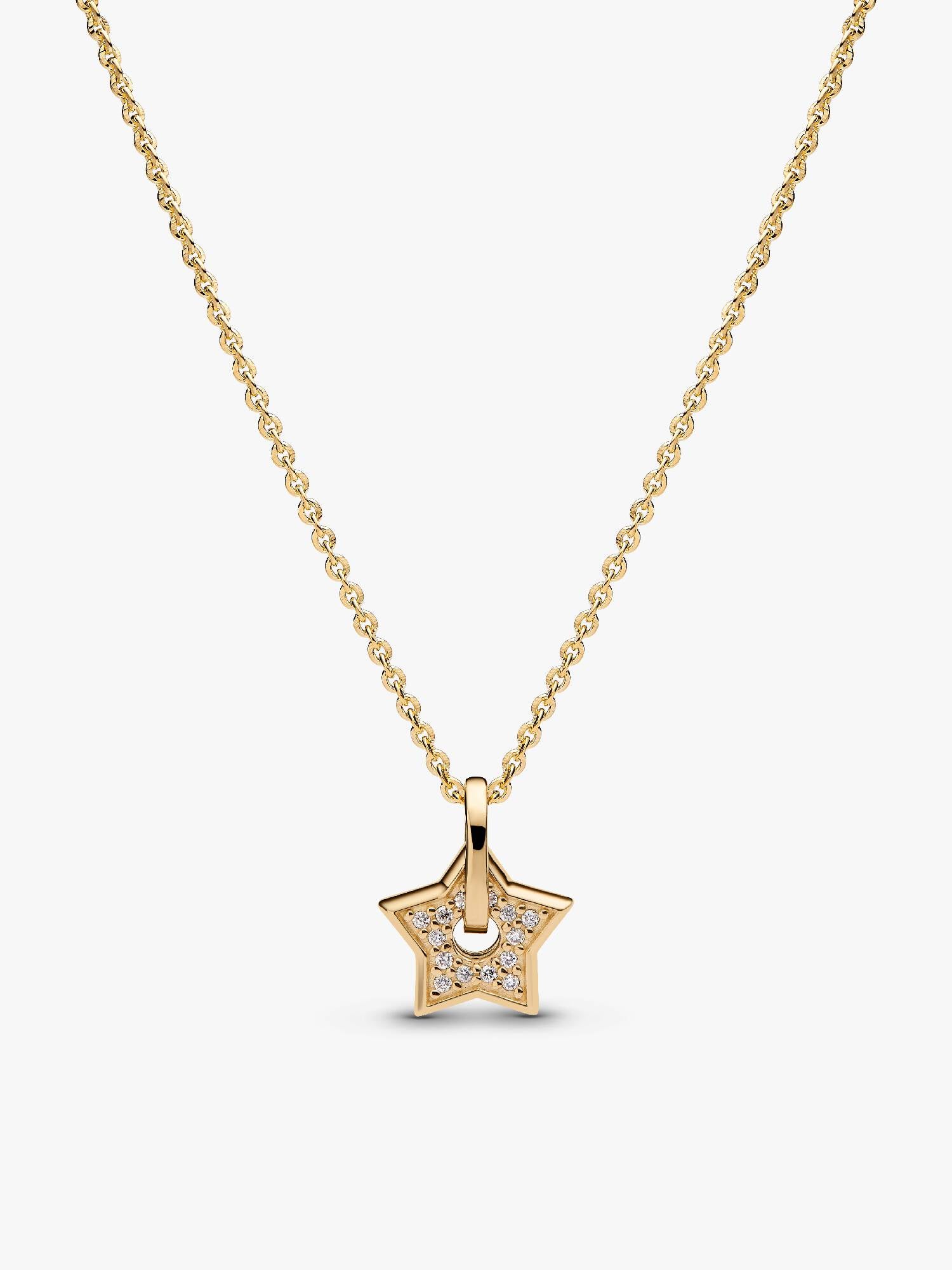 14k Gold Lab-grown Diamond Pavé Star Pendant Necklace