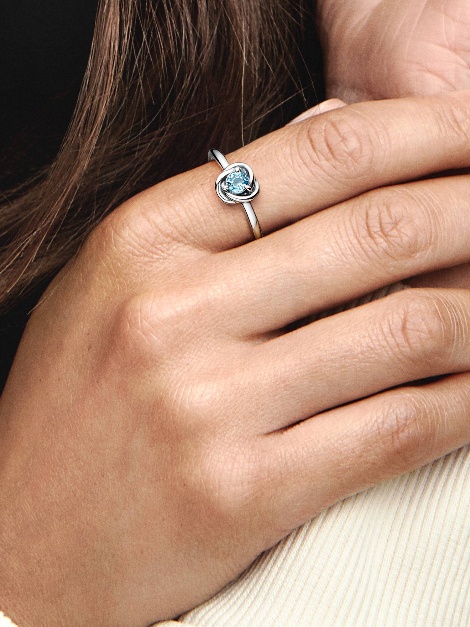 March Crystal Birthstone Eternity Circle Ring