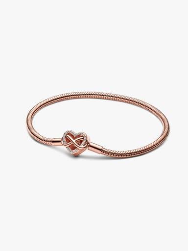 14k rose gold-plated snake chain bracelet with clear cubic zirconia