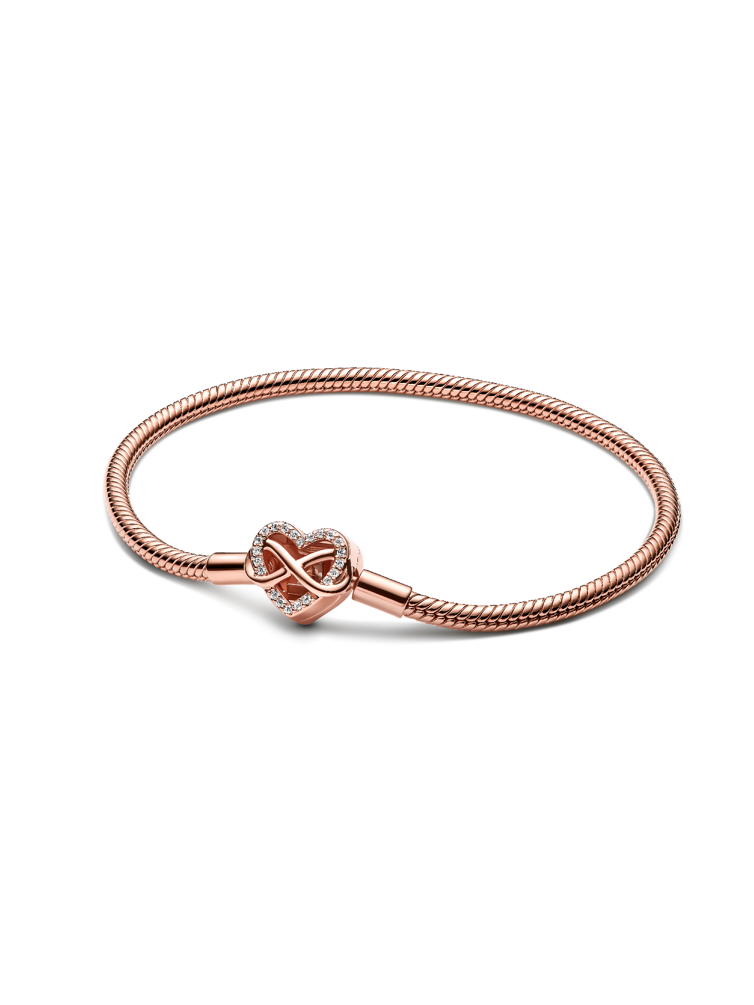 Sparkling Infinity Heart Clasp Snake Chain Bracelet