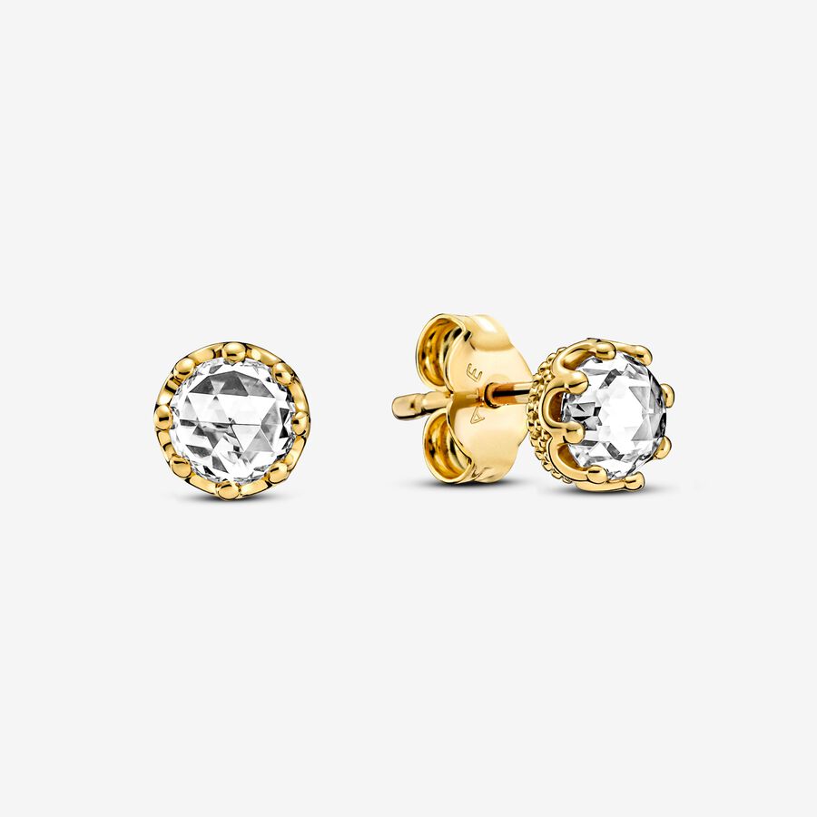 Sparkling Crown Stud Earrings | Gold plated | Pandora AU