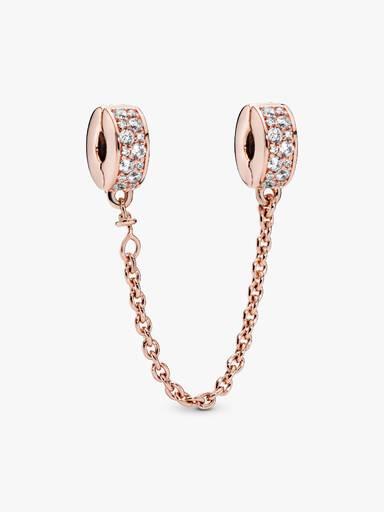 768669c01 Clear Pavé Safety Chain Clip Charm | Pendant | Rose gold plated ...