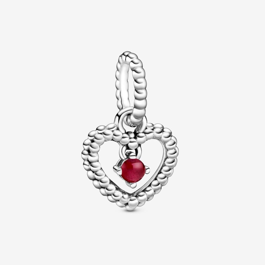 January Dark Red Heart Hanging Charm with Man-Made Dark Red Crystal image number 0