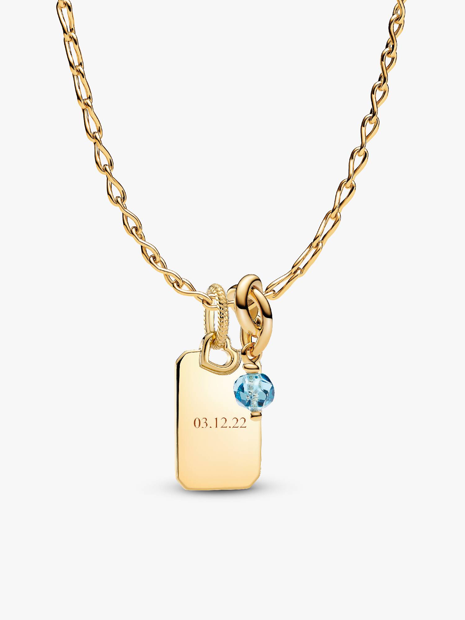March Crystal Birthstone Engravable Necklace Set
