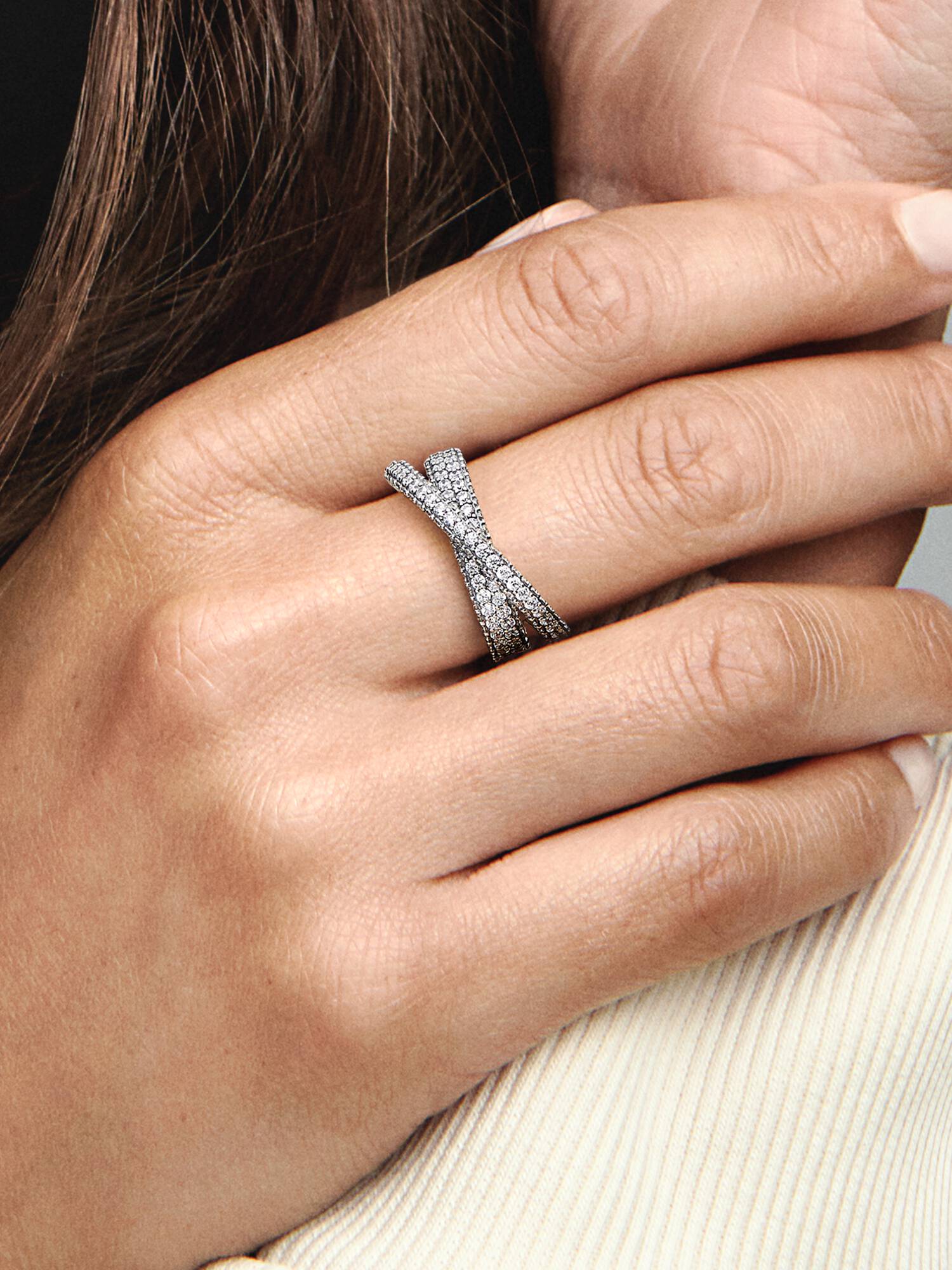Pandora Timeless Pavé Crossover Dual Band Ring