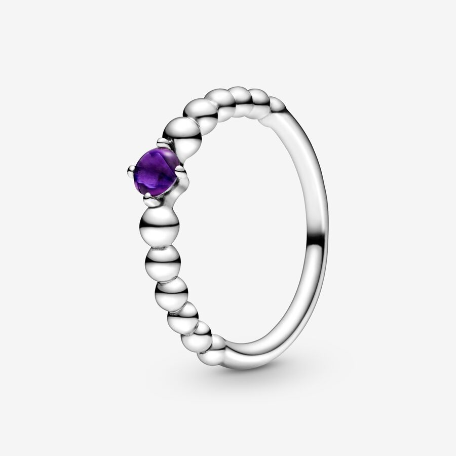 February Purple Ring with Man-Made Purple Crystal image number 0