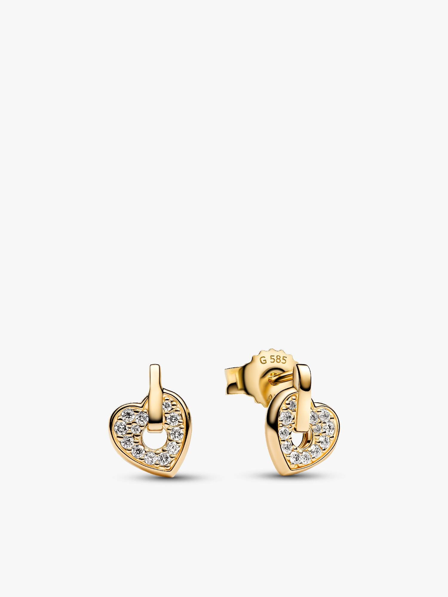 14k Gold Lab-grown Diamond Pavé Heart Stud Earrings