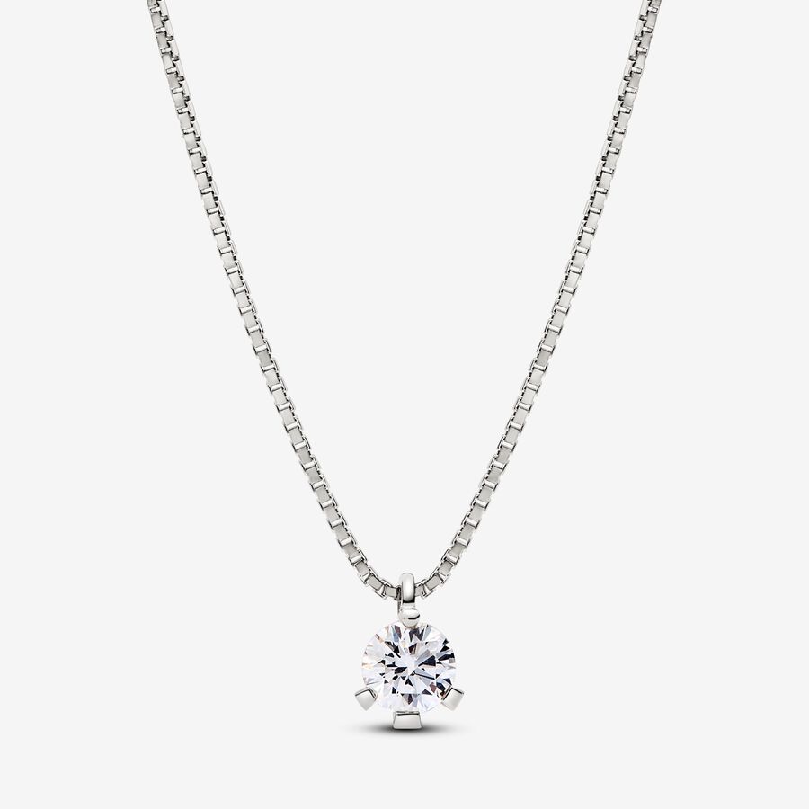 Pandora Nova 14k White Gold Lab-grown Diamond Pendant Necklace image number 0