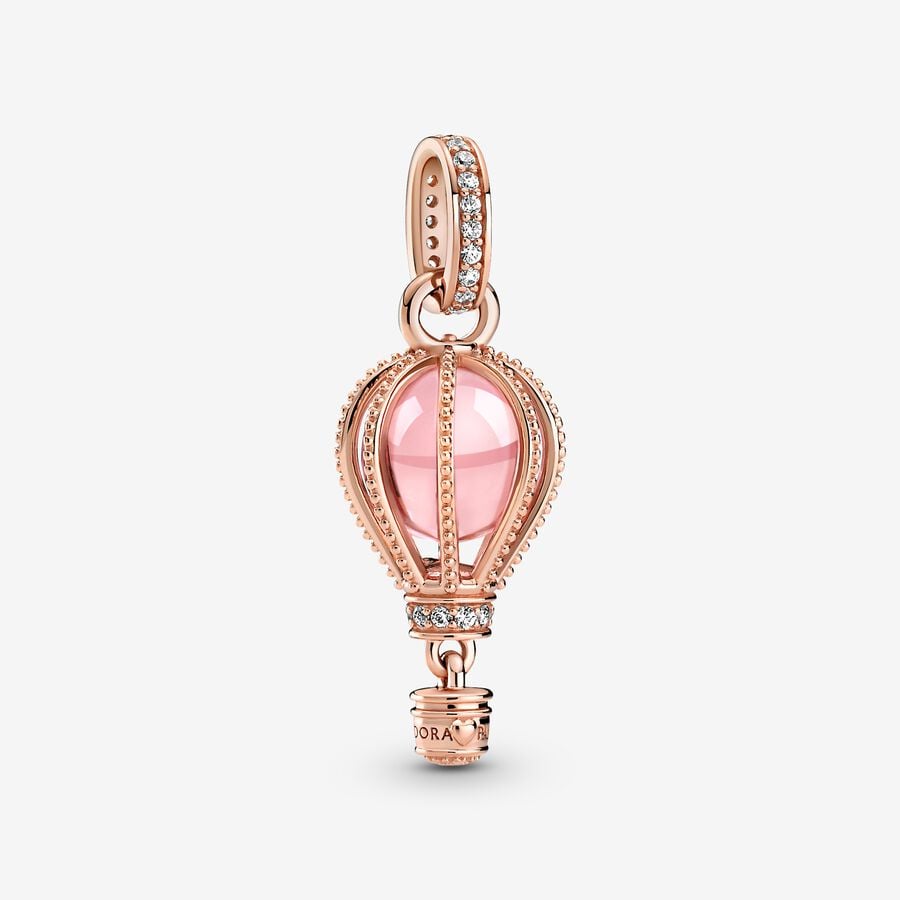 Sparkling Pink Hot Air Balloon Dangle Charm image number 0