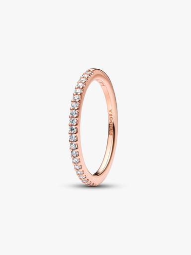 14k rose gold-plated ring with clear cubic zirconia