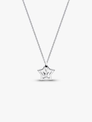 Sterling Silver Lab-Grown Diamond Star Pendant Necklace
