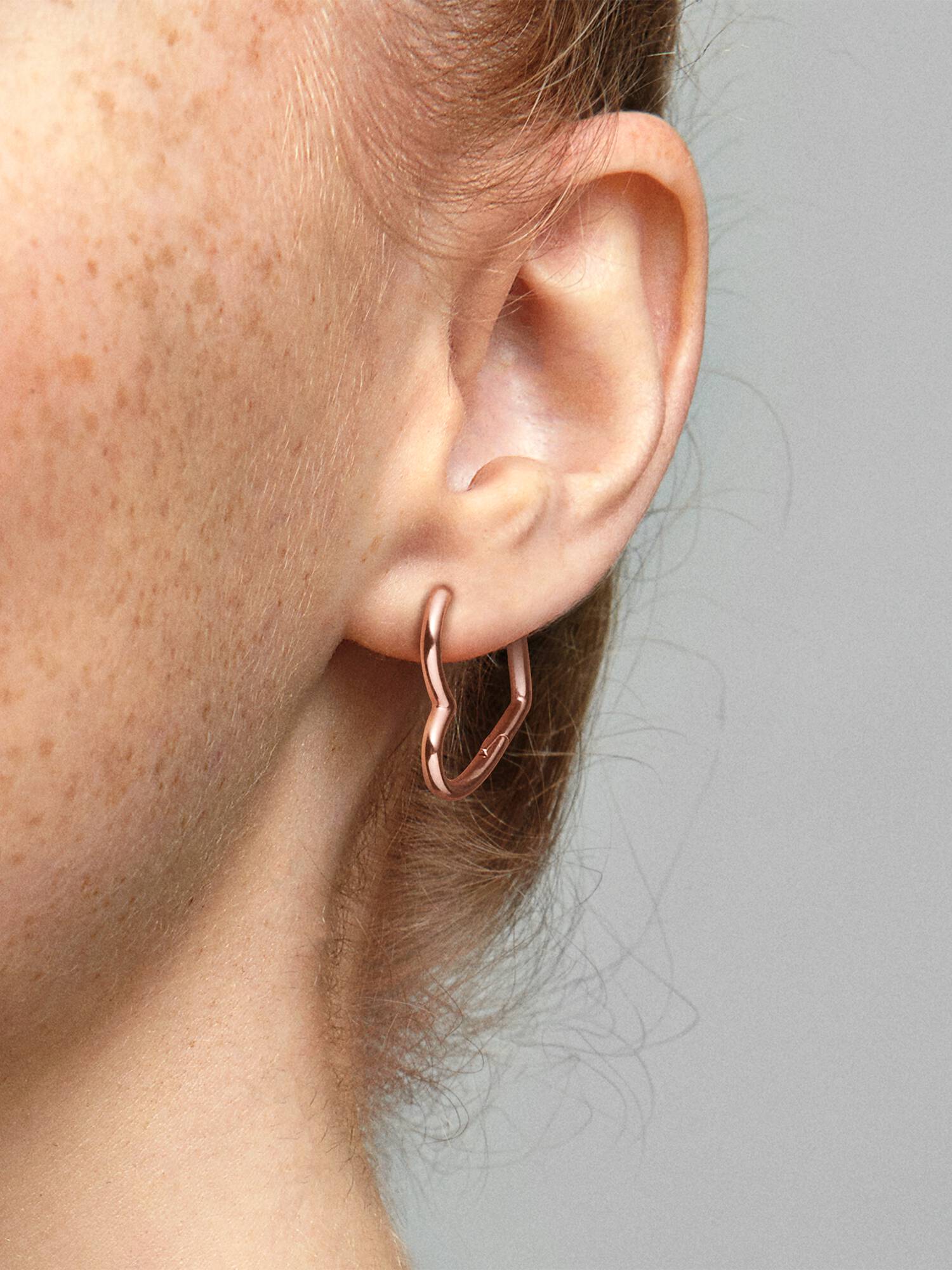 Asymmetric Rose Gold Plated Heart Hoop Earrings