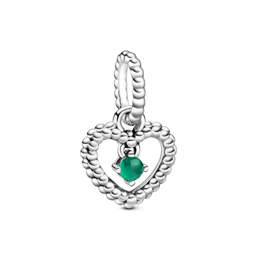 May Dark Green Heart Hanging Charm with Man-Made Dark Green Crystal