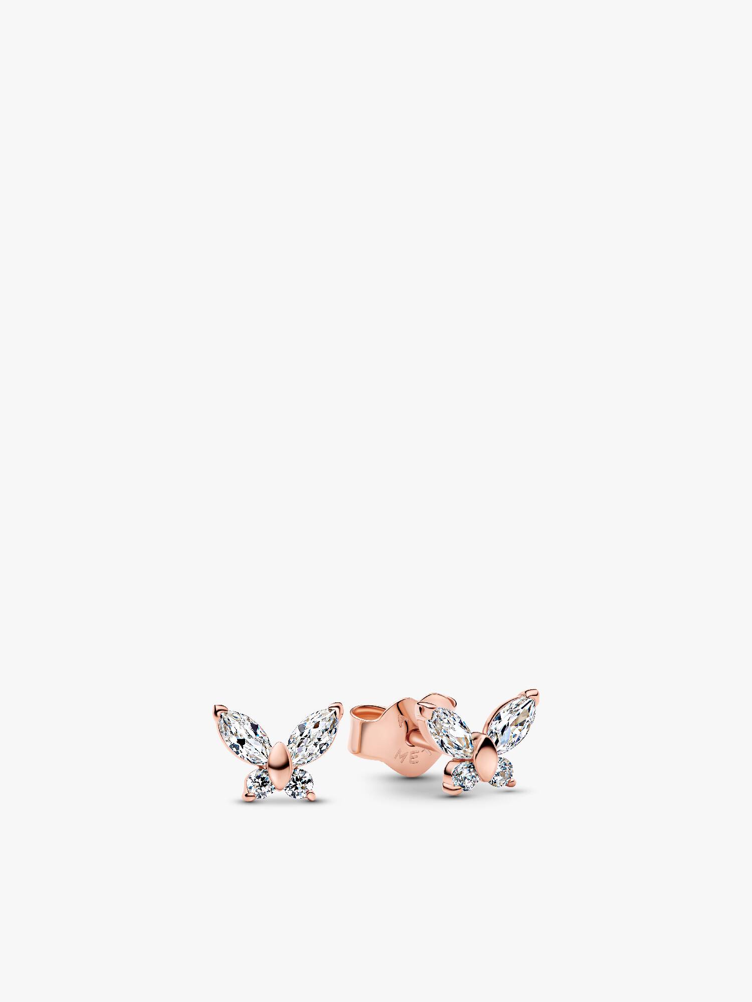 Butterfly 14k rose gold-plated stud earrings with clear cubic zirconia