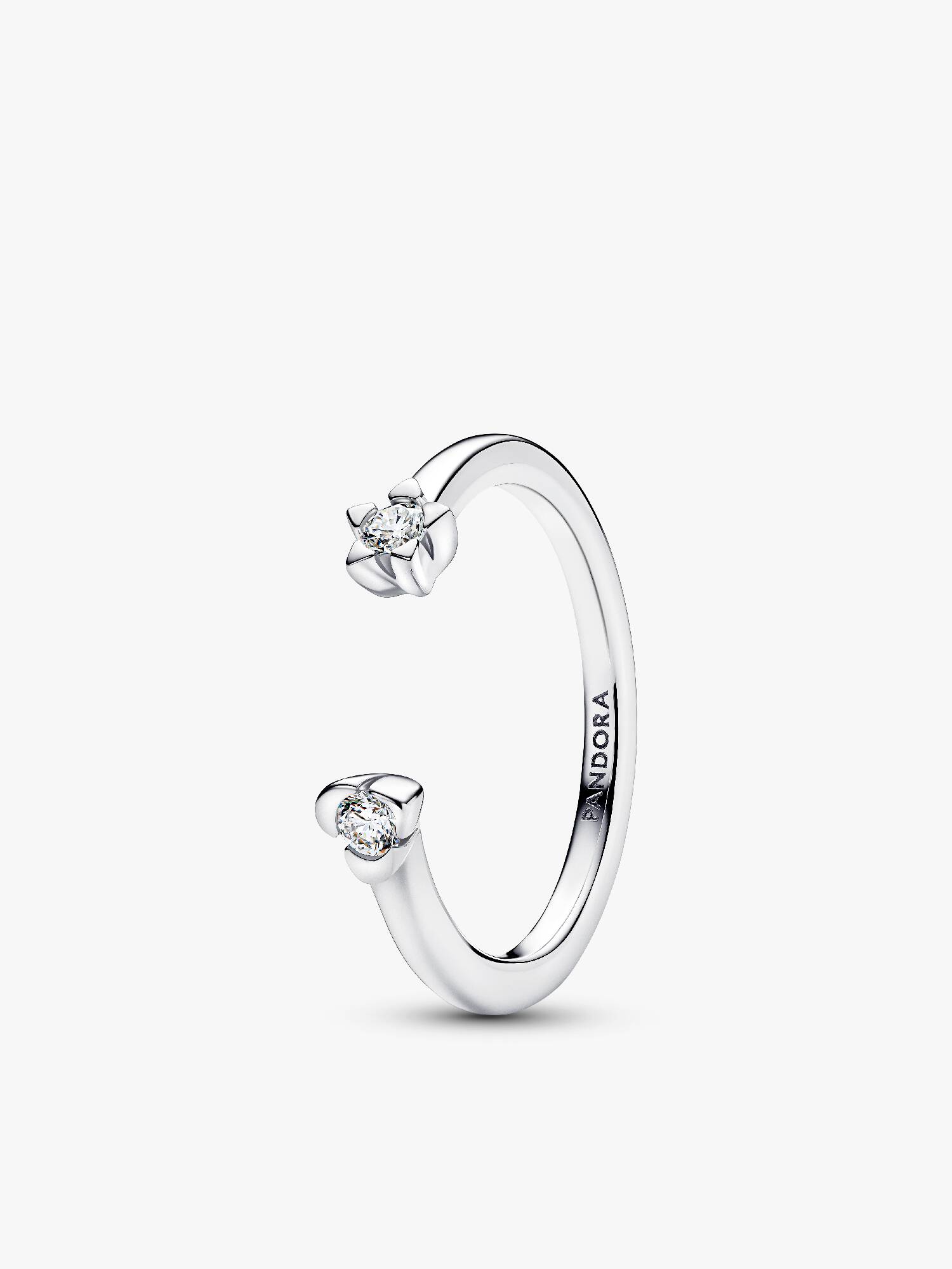 Sterling Silver Lab-Grown Diamond Heart & Star Open Ring