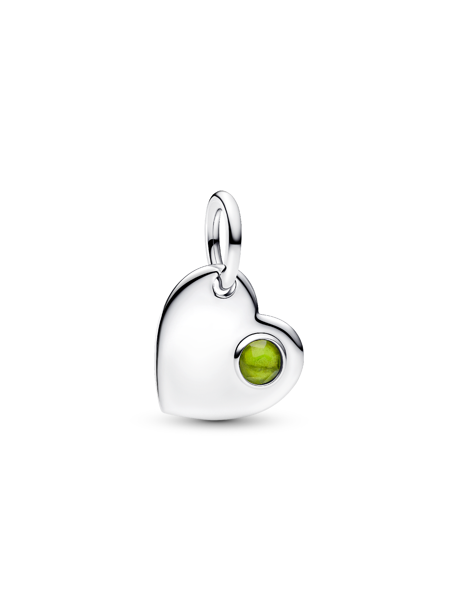 August Engravable Heart Spring Green Stone Dangle Charm