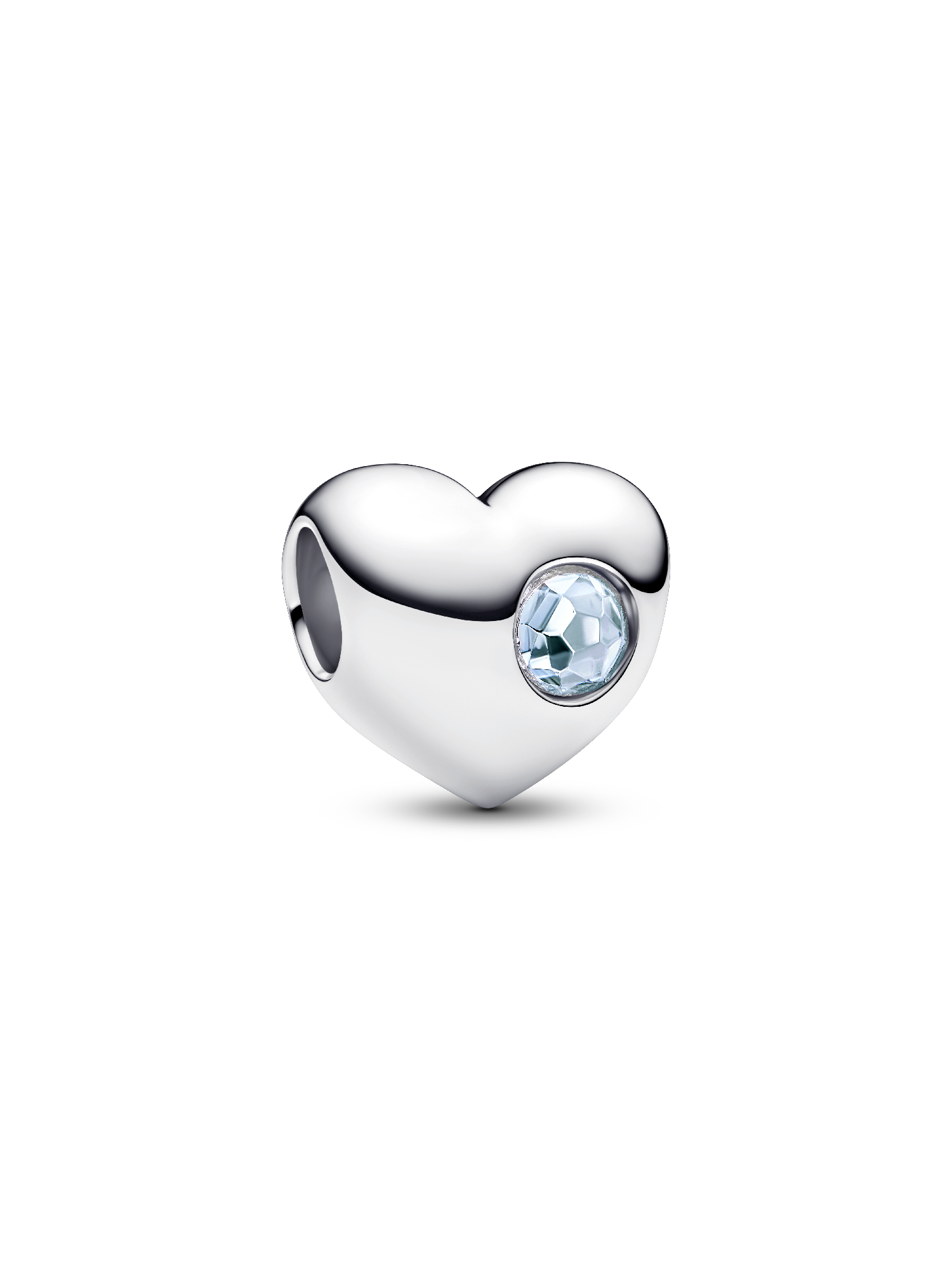 Engravable March Crystal Birthstone Heart Charm
