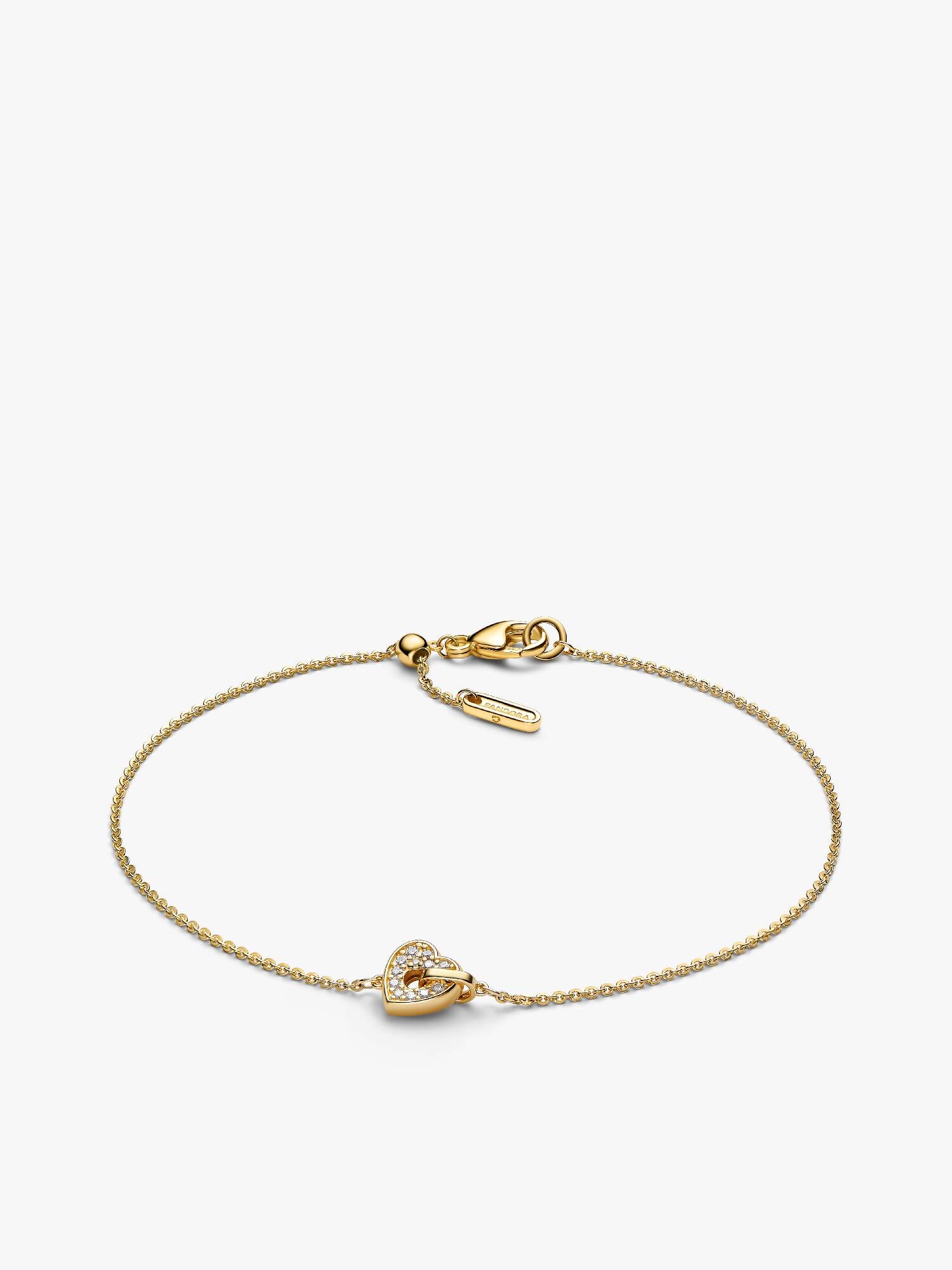 14k Gold Lab-grown Diamond Pavé Heart Chain Bracelet