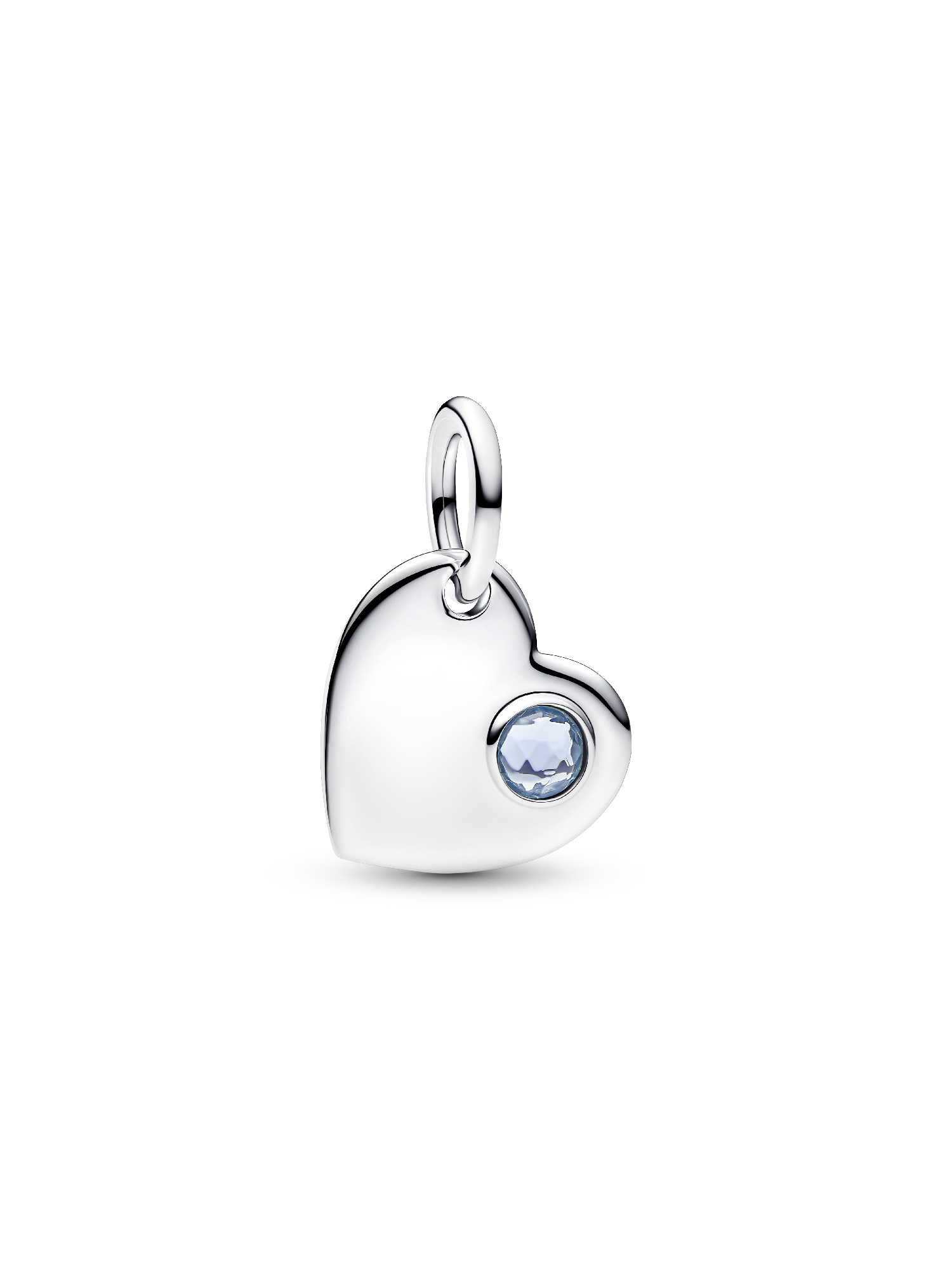 March Engravable Heart Aqua Blue Stone Dangle Charm