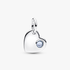 March Engravable Heart Aqua Blue Stone Dangle Charm March Engravable Heart Aqua Blue Stone Dangle Charm