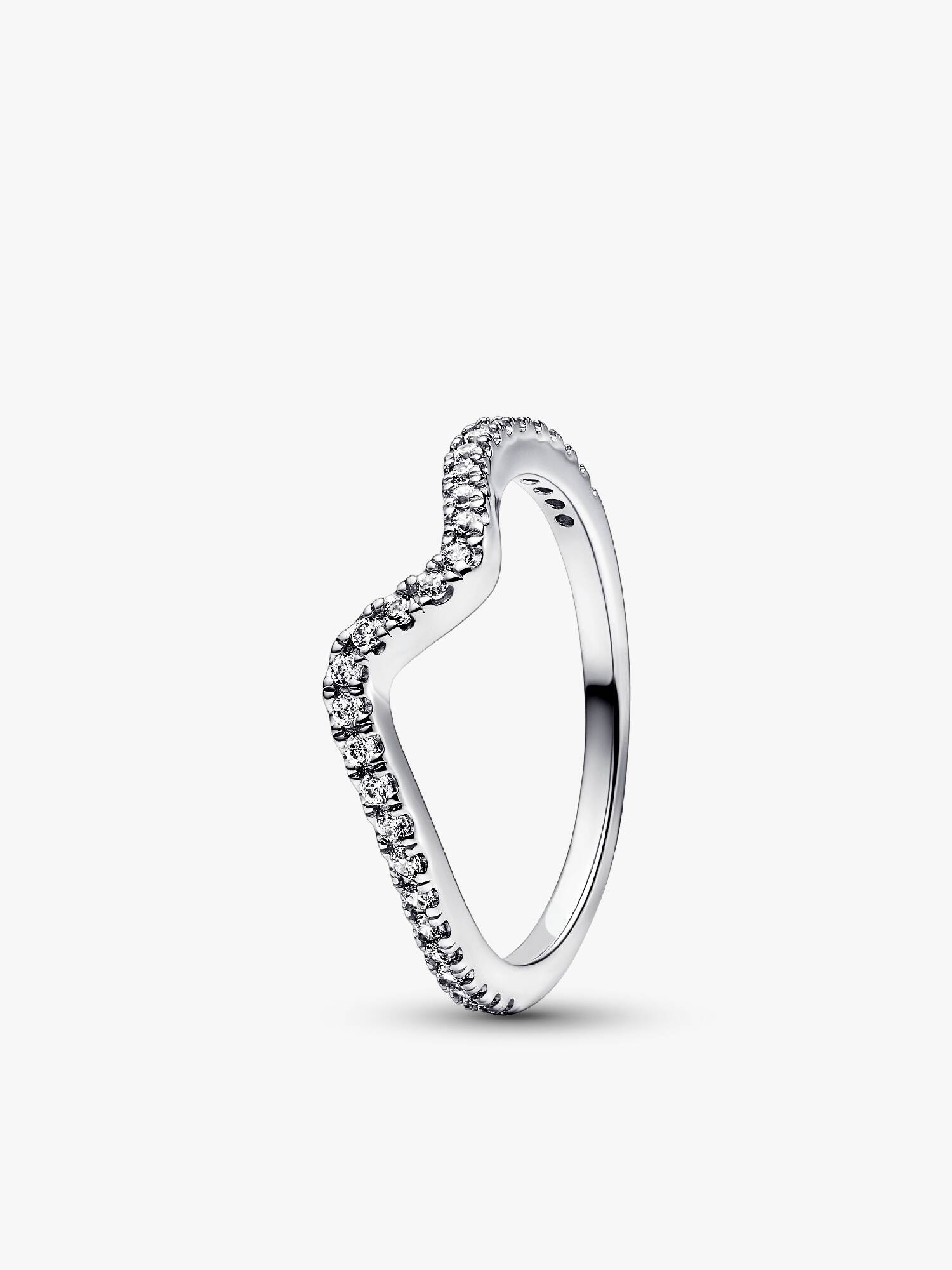 Sparkling Sterling Silver Wave Ring with cubic zirconia
