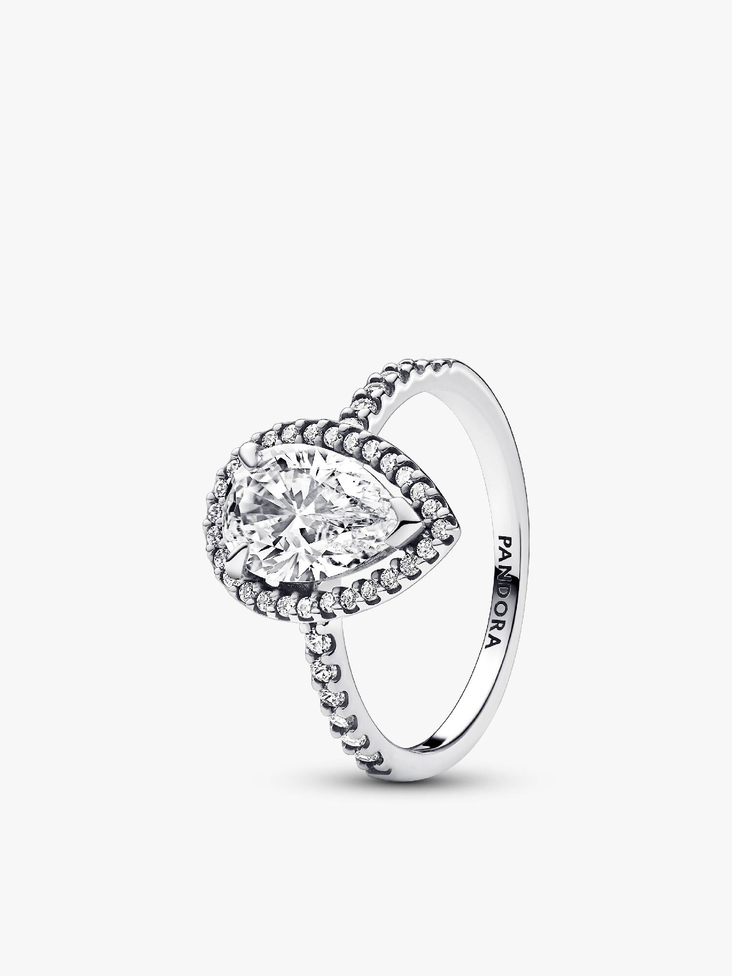 Sparkling Pear Halo Ring