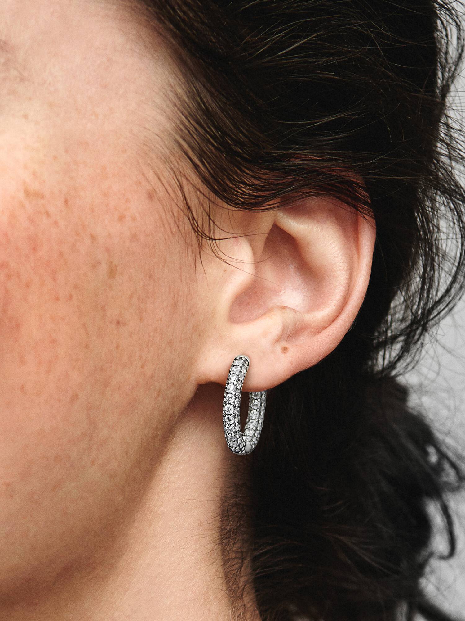 Pavé Single-row Hoop Earrings