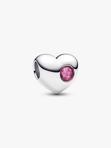 Engravable October Crystal Birthstone Heart Charm