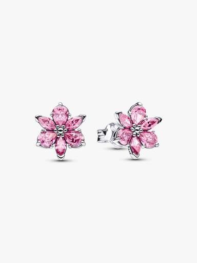 Herbarium Sparkling Pink Flower Stud Earrings
