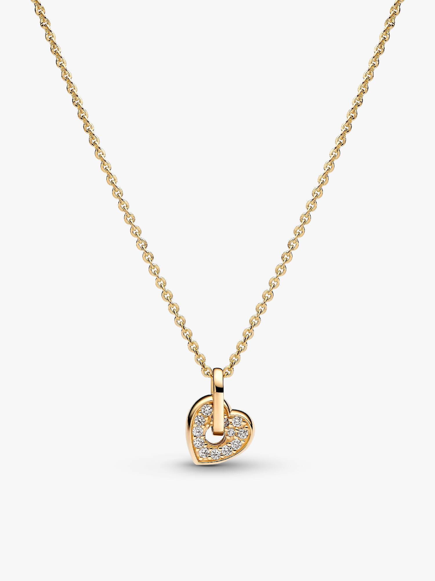 14k Gold Lab-grown Diamond Pavé Heart Pendant Necklace