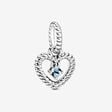 March Aqua Blue Heart Hanging Charm with Man-Made Water Blue Crystal