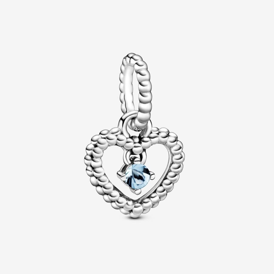 March Aqua Blue Heart Hanging Charm with Man-Made Water Blue Crystal image number 0