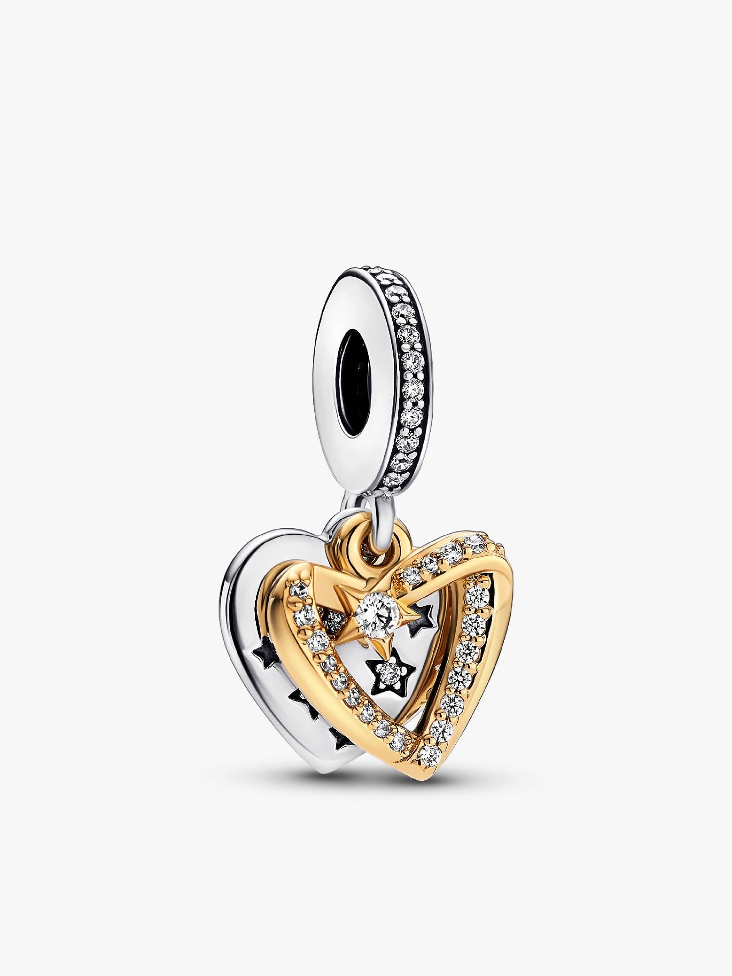 Shooting Star Hearts Double Dangle Charm