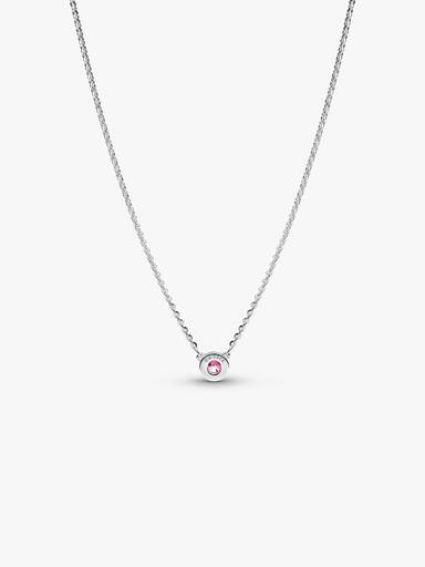 Pandora Era Bezel Sterling Silver Pink Lab-grown Diamond Pendant Necklace