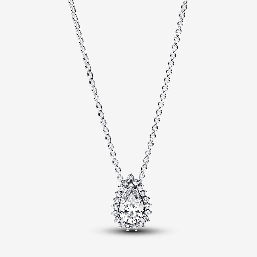 Sparkling Pear Halo Collier Necklace image number 0