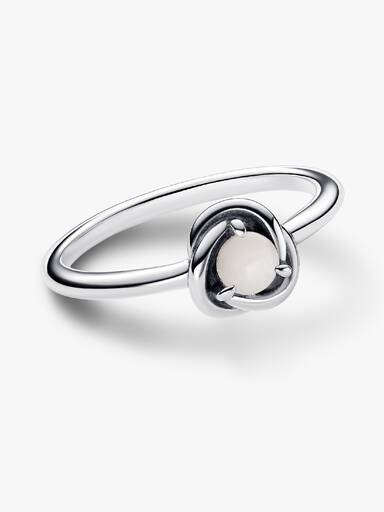 June White Mother of Pearl Birthstone Eternity Circle Ring